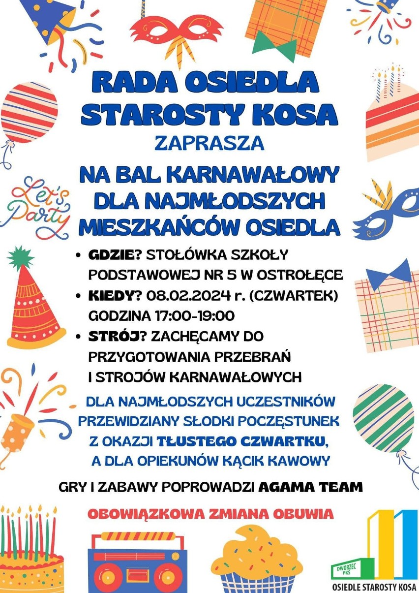 Bal karnawałowy dla dzieci - w Ostrołęce będzie 8, 10 i 11 lutego 2024, w Jarnutach gm. Czerwin - 10.02.2024