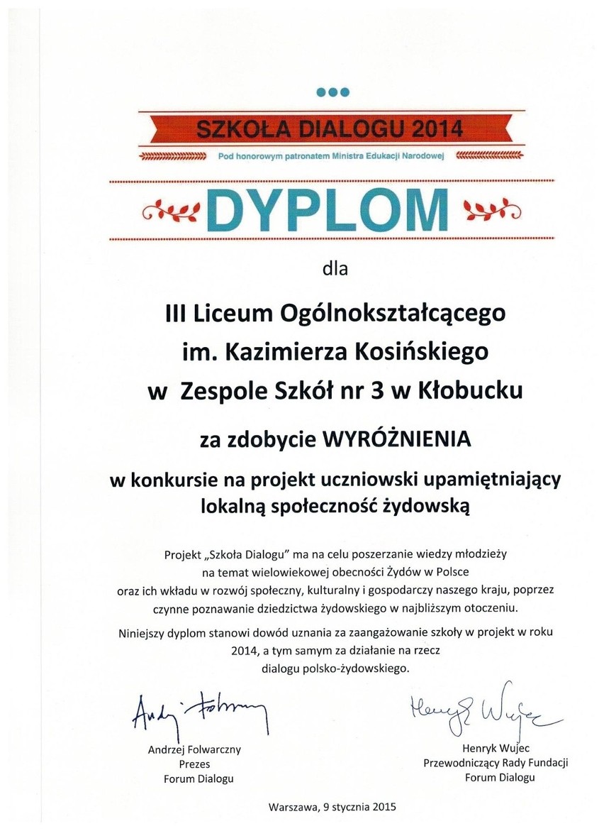 Licealiści z Kłobucka w finale "Szkoły Dialogu"!