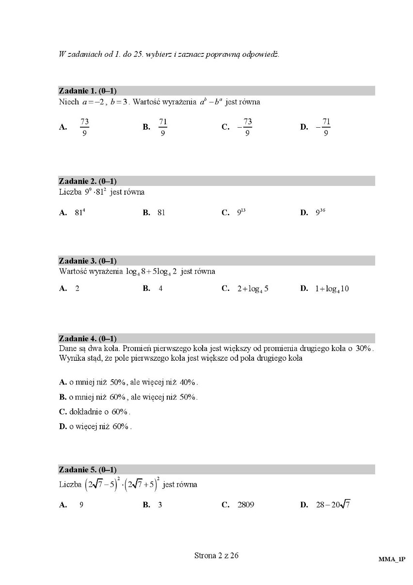 MATURA PRÓBNA 2020: Matematyka - poziom podstawowy. Zobacz arkusz maturalny z 3 kwietnia. Odpowiedzi opublikujemy 15 kwietnia 2020 r.