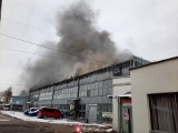 Kraków. Pożar hali serwisowej na ul. Ujastek. Duża akcja gaśnicza ZDJĘCIA