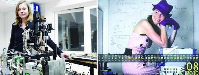 Od lewej:Michalina Góra pracuje w Toruniu w bardzo dobrze wyposażonym laboratorium. Zbudowane przez nią urządzenie jest warte ok. 200 tys. zł. I mgr Michalina Góra jako dziewczyna sierpnia.