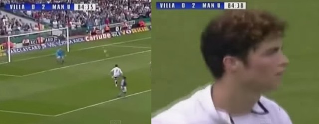 15.05.2004 Aston Villa - Manchester United 0:2. Pierwsza czerwona kartka dla Ronaldo miała miejsce jeszcze w roku 2004, gdy dosłownie w ostatnich minutach ostatniego meczu nieudanego dla Manchesteru United sezonu 2003/04, CR7 obejrzał dość surową drugą żółtą i w konsekwencji czerwoną kartkę za odkopnięcie piłki po gwizdku sędziego.  Końcówka wygranego meczu ligowego z przeciętną Almerią. Ronaldo traci piłkę przy próbie ośmieszenia rywala efektownym dryblingiem, po czym kopie go bez piłki. Sędzia Javier Estrada Fernandez miał pełne prawo pokazać Portugalczykowi czerwoną kartkę, ale wyjął tylko żółtą. Jednakże było to drugie napomnienie dla CR7 i ten tak czy siak musiał opuścić boisko.