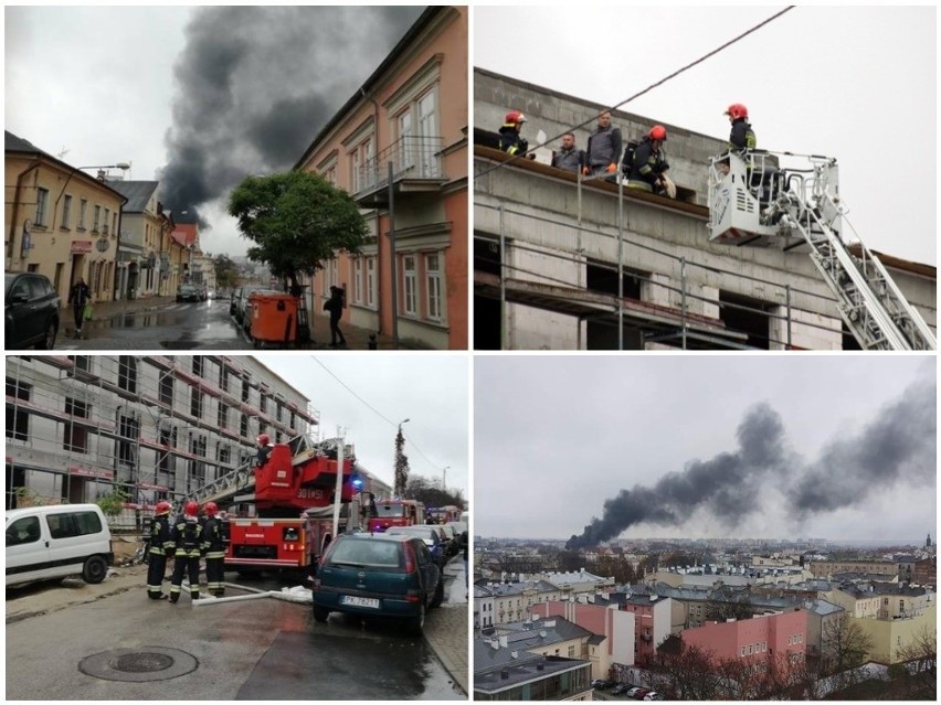 Pożar na budowie przy ul. Probostwo. Prawdopodobnie zapalił się styropian na ostatnim piętrze budynku (ZDJĘCIA)