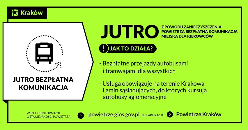 Kraków w poniedziałek trafił do czołówki najbardziej zanieczyszczonych miast świata. Smog truje dziś, ale darmowa komunikacja jutro