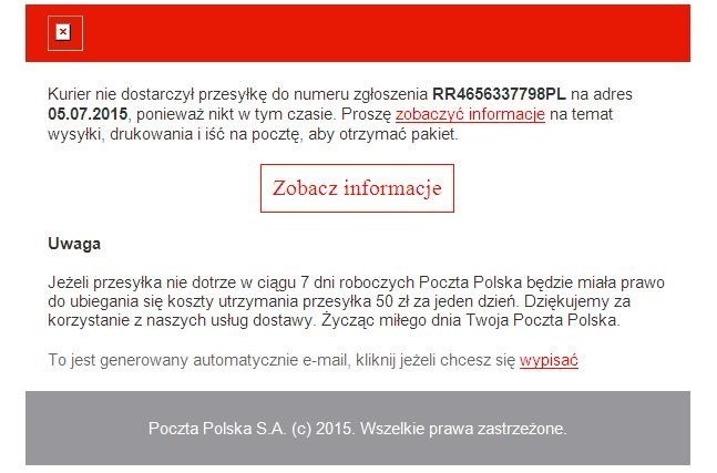 Jeśli w ostatnich dniach otrzymaliście podejrzanie...