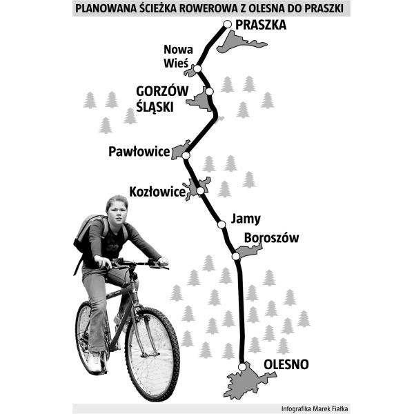 Oto trasa planowane ścieżki rowerowej.