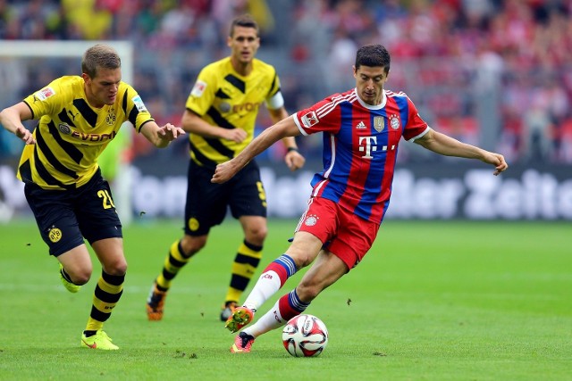 Robert Lewandowski w barwach Bayernu Monachium. W żółtym też było mu jednak do twarzy.