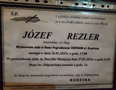 Zmarł Józef Rezler, wspaniały człowiek, sprawny lokalny polityk, wieloletni prezes Spółdzielni Mieszkaniowej w Bielsku Podlaskim