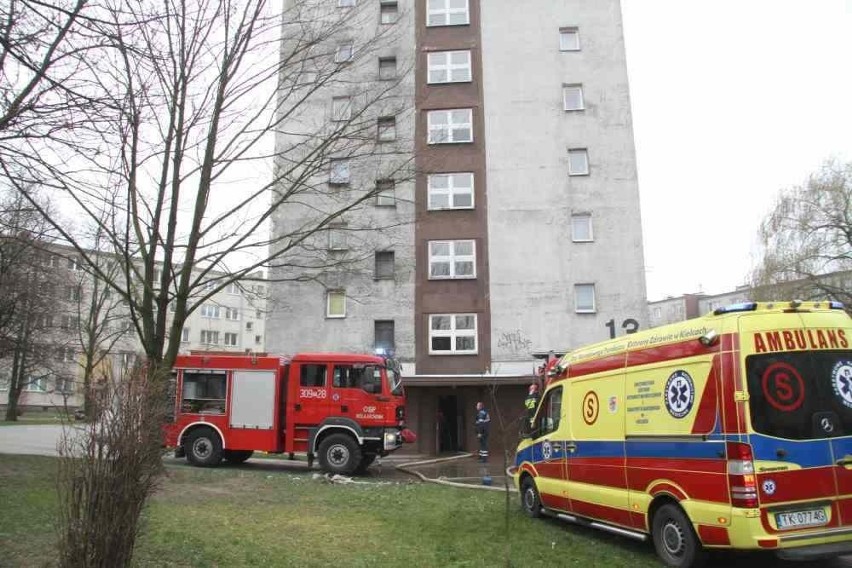 Pożar w wieżowcu w Kielcach