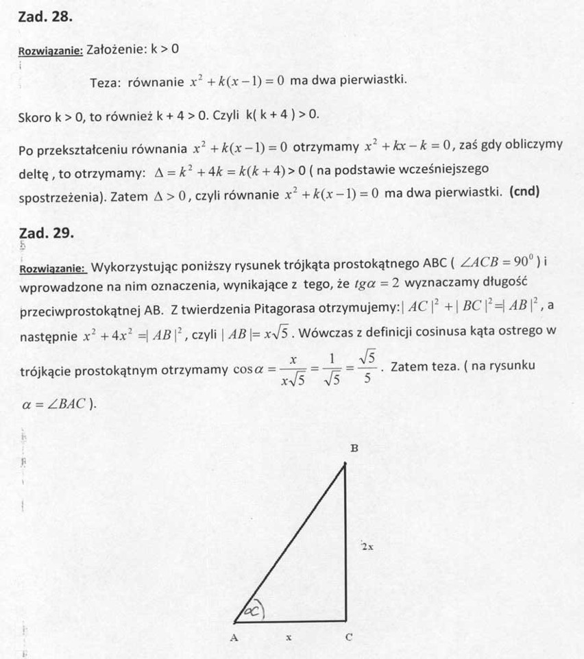 Matura próbna OPERON 2011 z matematyki - odpowiedzi