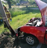 Wypadek na DK 22 w powiecie malborskim. Samochód osobowy wjechał w słup, jedna osoba ranna