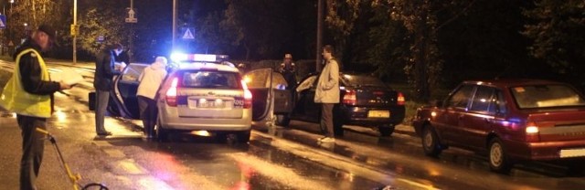 Policja na miejscu wypadku przy ulicy Jagiellońskiej