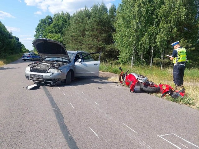 Wypadek motocyklisty w Nowej Łuce. Pijany Białorusin zajechał mu drogę!