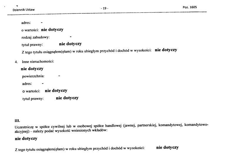 Oświadczenie majątkowe Jarosława Kaczyńskiego z 2018 roku