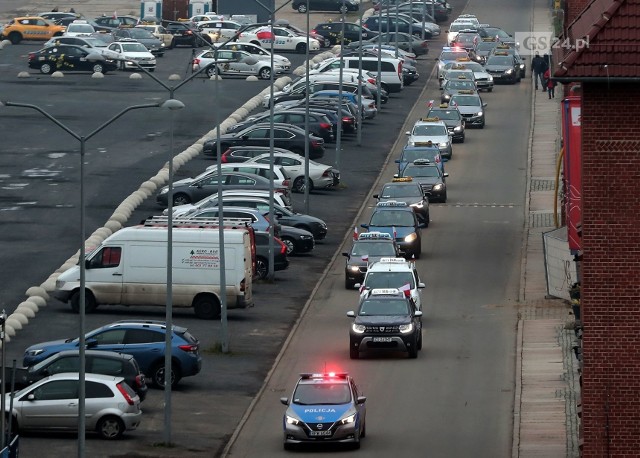 Protest taksówkarzy w Szczecinie - 2.12.2020