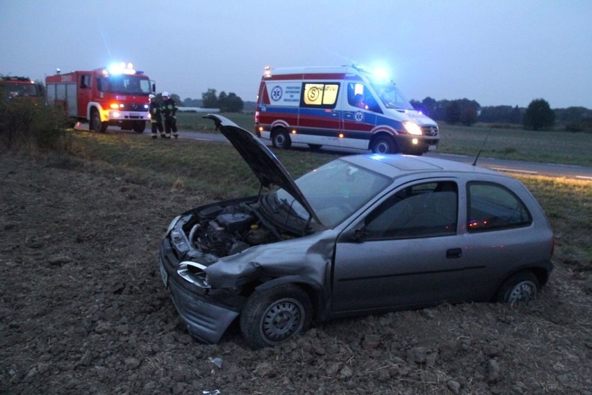 Wypadek pod Wrocławiem. Opel wypadł z drogi 