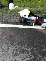 Wypadek motocyklisty koło Czarnej Dąbrówki. Mężczyzna był kompletnie pijany