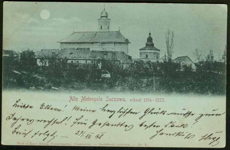 Kartka pocztowa z 1938 r. z widokiem na Suczawę