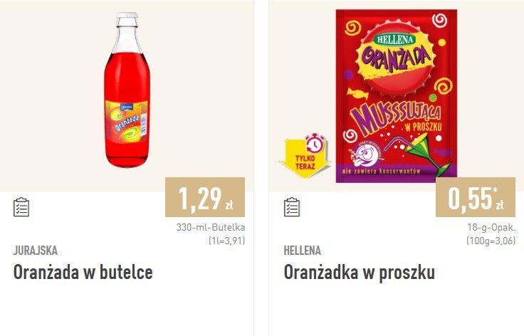 Oranżada w butelce i w proszku