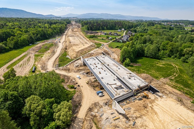 Budowa ekspresówki S1 Bielsko-Biała - Dankowice. Zdjęcia z 10 maja