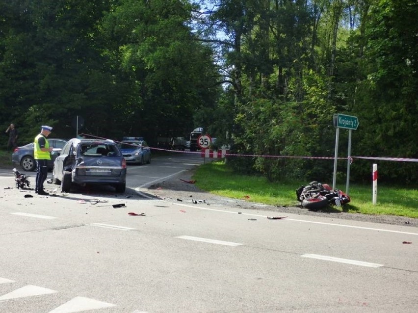 Tragiczny wypadek w gminie Chojnice. Nie żyje motocyklista [WIDEO,ZDJĘCIA]