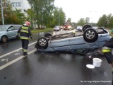 Wypadek w Mysłowicach: Samochód dachował na Obrzeżnej Zachodniej ZDJĘCIA