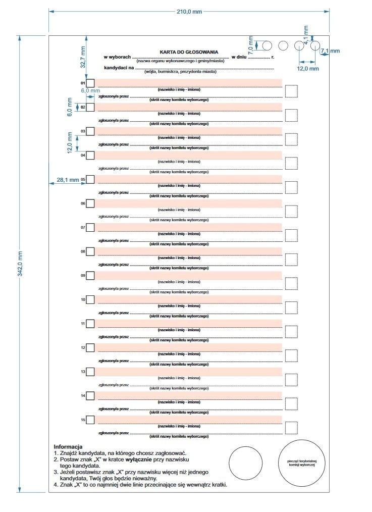 Karta do głosowania 2018. Wójt, burmistrz lub prezydent....