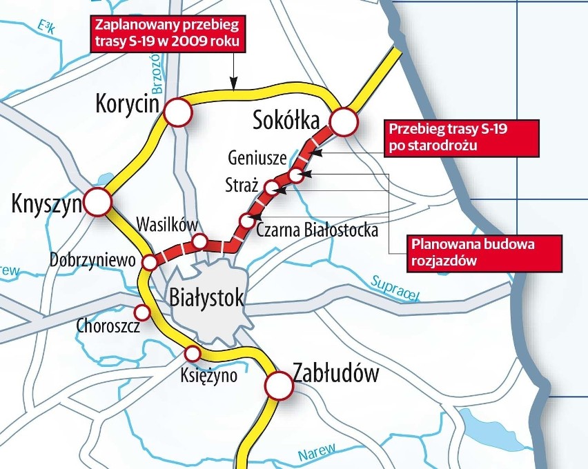 Droga ekspresowa S19 od Dobrzyniewa do węzła Białystok Zachód. Siedem ofert na projekt i budowę odcinka wraz z węzłem