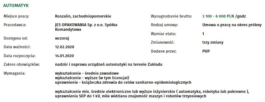 Praca w Koszalinie. 50 najnowszych oferty pracy. Sprawdź!