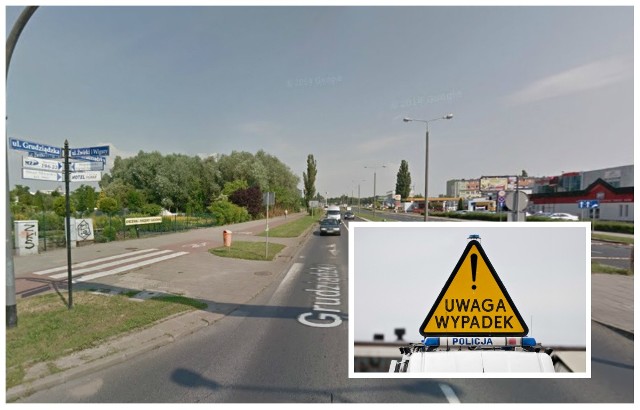 Do wypadku doszło na ulicy Grudziądzkiej, w pobliżu skrzyżowania z ulicą Żwirki i Wigury