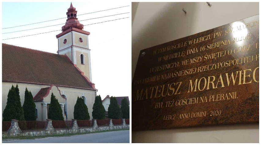 Premier Mateusz Morawiecki odwiedził kościół w Łebczu, więc parafia uczciła to tablicą pamiątkową. Zdjęcia
