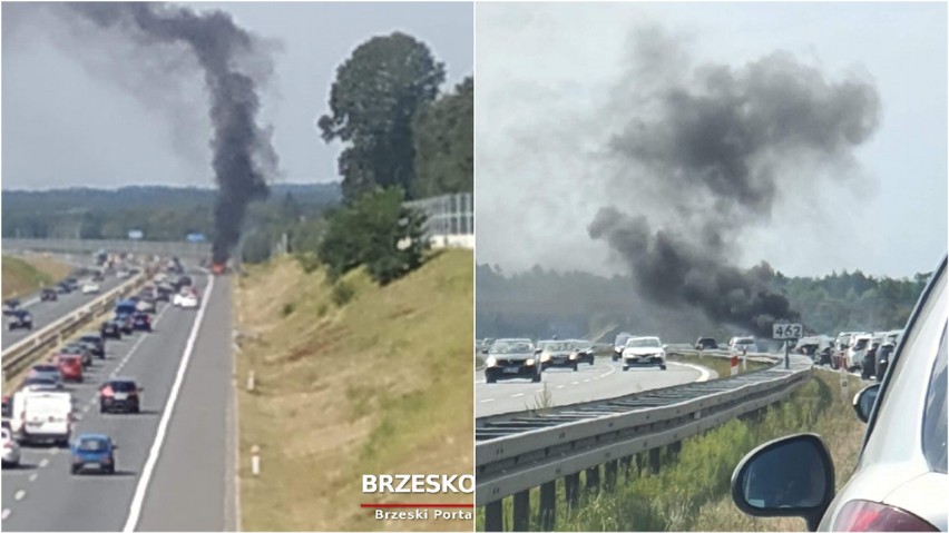Pechowy dzień na autostradzie A4. Między Tarnowem i Bochnią dwa razy płonęły samochody [ZDJĘCIA]