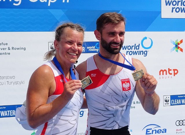 Jolanta Majka i Michał Gadowski. Po zawodach Majka bardzo chwaliła doping polskich kibiców