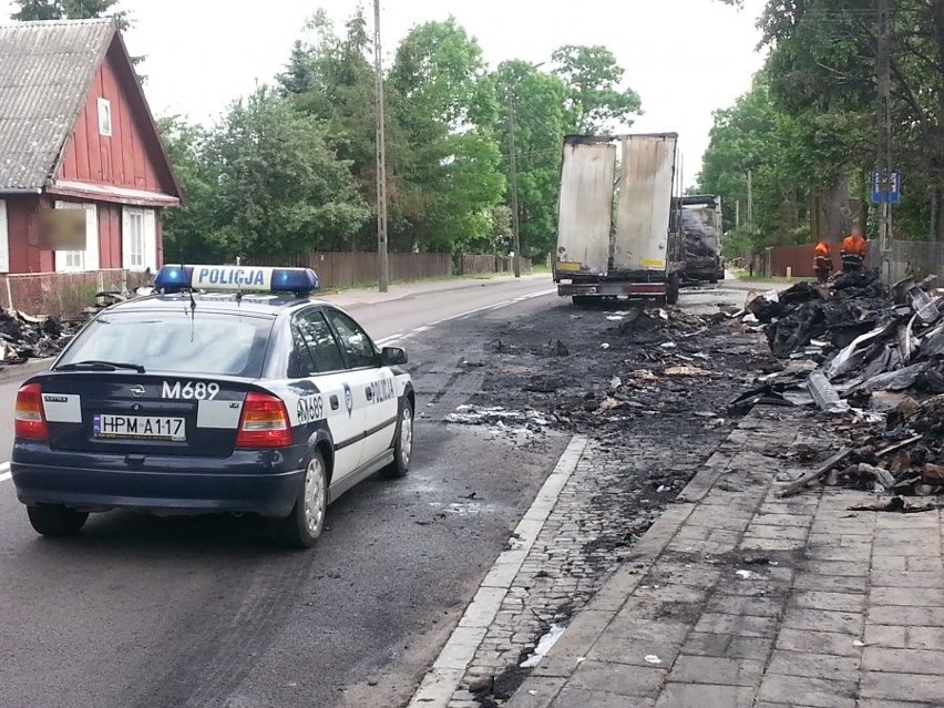 Pożar ciężarówki w Suchowoli zablokował krajową ósemkę