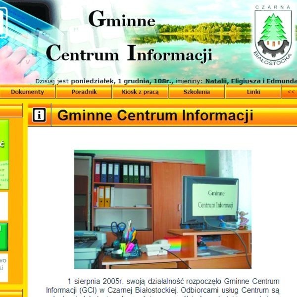 Strona internetowa Gminnego Centrum Informacji w Czarnej Białostockiej