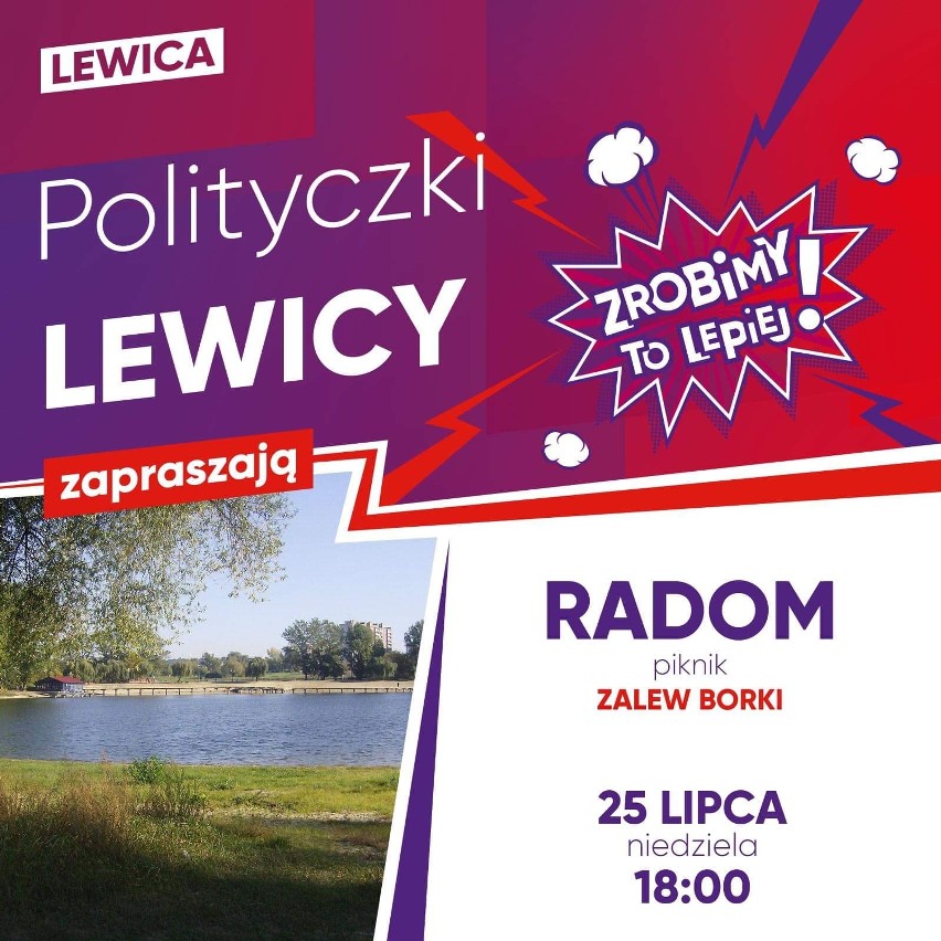 Do Radomia zawitają w niedzielę 25 lipca posłanki Lewicy. Będzie piknik i spotkanie obywatelskie nad zalewem na Borkach