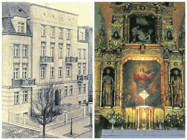 Ul. Piotrowskiego  13, dom zaprojektowany w 1923 r. przez Bogdana Raczkowskiego. Główny ołtarz w kościele klarysek. Ołtarz jest oryginalny, część obrazów została wymieniona.