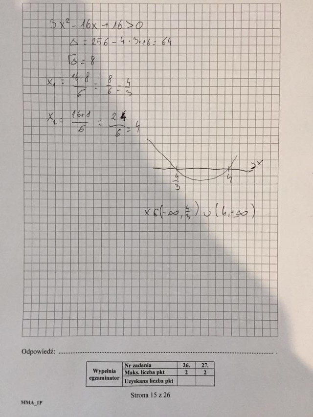 MATURA 2019 MATEMATYKA - odpowiedzi