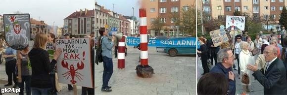 Przeciwnicy budowy spalarni śmieci w Koszalinie już protestowali przed ratuszem.