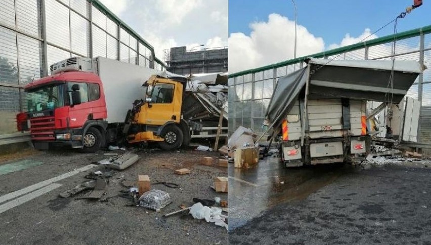 Niebezpieczny wypadek na drodze ekspresowej na obwodnicy Lublina. Zderzyły się dwie ciężarówki!
