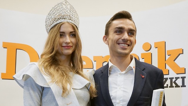 Miss Polonia województwa łódzkiego Angelika Stępień z Piotrkowa Trybunalskiego i nasz laureat Adam Kszczot