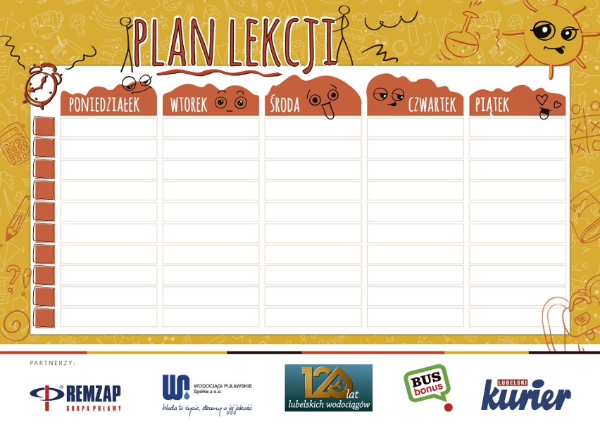 Plan lekcji razem Kurierem dla uczniów na początek roku szkolnego                                     