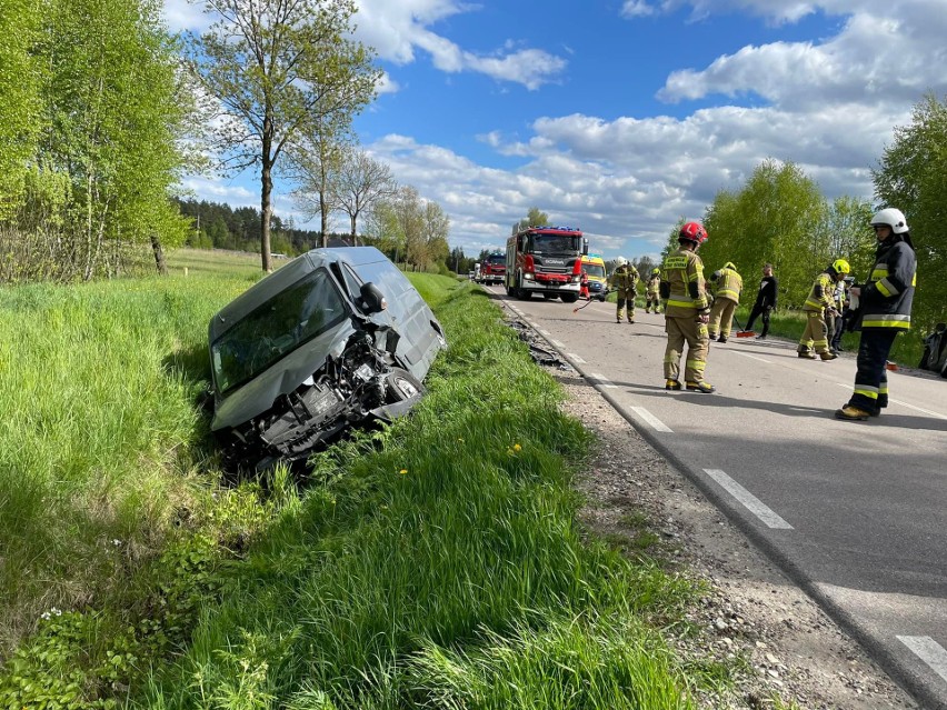 Kozince. Wypadek na DK 65. Na miejscu pojawił się helikopter [ZDJĘCIA]