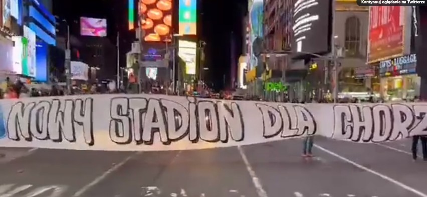 Kibice Ruchu Chorzów protestowali na Time Square