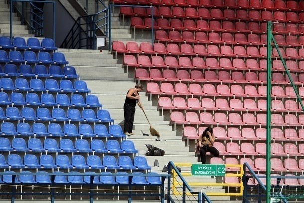 Przygotowania na stadionie Wisły Kraków