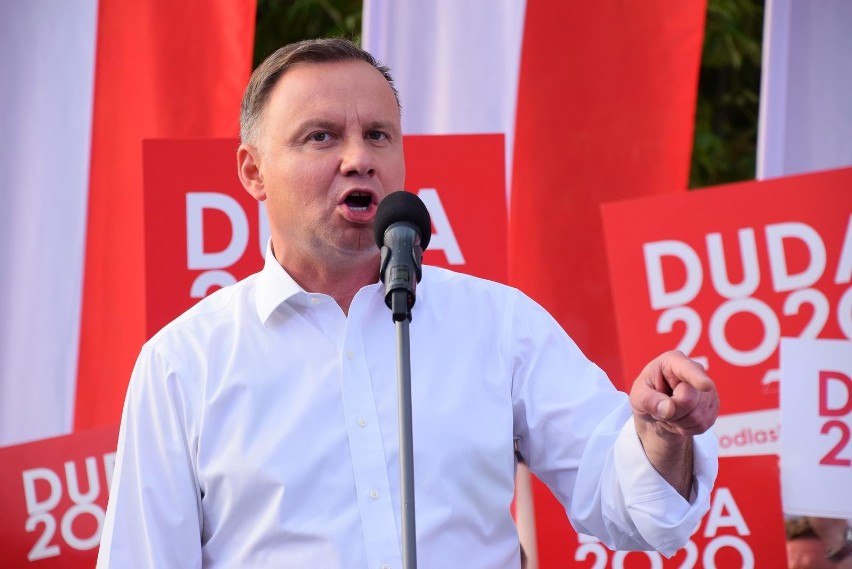 Andrzej Duda na wiecu w Białymstoku.