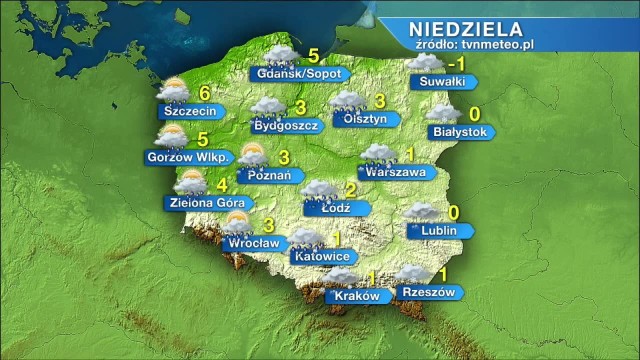 Pogoda na niedzielę, 29 listopada