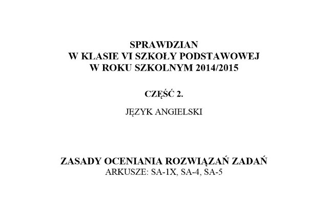 Wyniki sprawdzianu szóstoklasisty 2015 - język angielski odpowiedzi - sprawdzian szóstoklasisty 2015