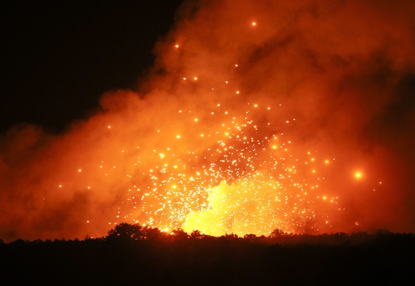 Pożar składu amunicji w Kalinówce