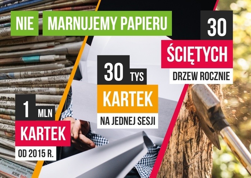 Na ostatniej sesji radni wykorzystali 15 tys. kartek.